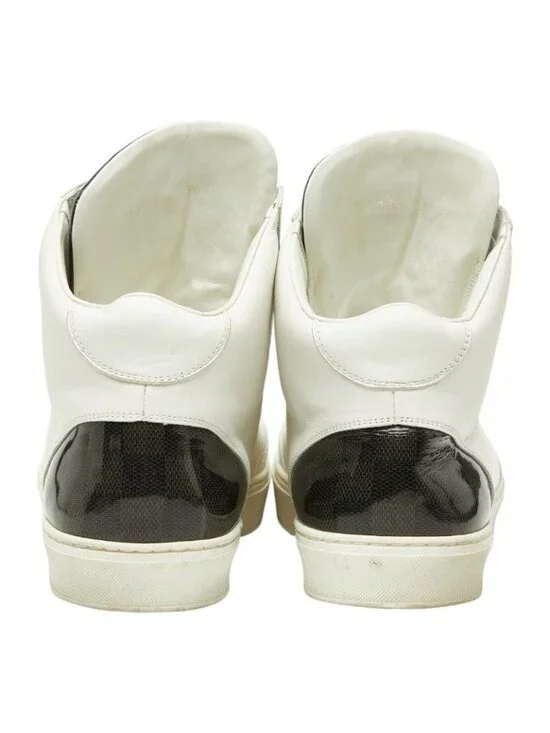 Louis Vuitton Damier Middle Cut Sneakers 9.5 White Black Leather